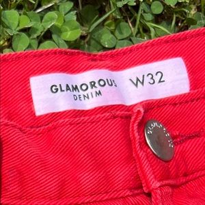 90s - Y2K HOT Red Cargos! Heavy, utility-style Denim